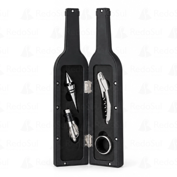Kit Vinho Personalizado Formato Garrafa com 4 Peças Kit Vinho Personalizado Formato Garrafa com 4 Peças
