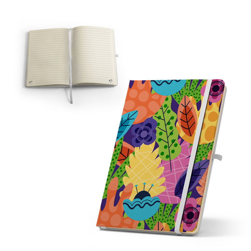 Caderno A5 de capa dura personalizado em poliéster reciclado 300D