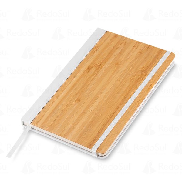 Caderno de Anotações Capa de Bambu Personalizado 20 x 13 cm