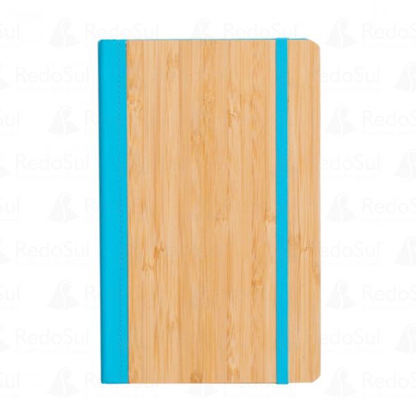 Caderno de Anotações Capa de Bambu Personalizado 20 x 13 cm