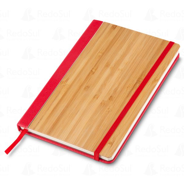 Caderno de Anotações Capa de Bambu Personalizado 20 x 13 cm