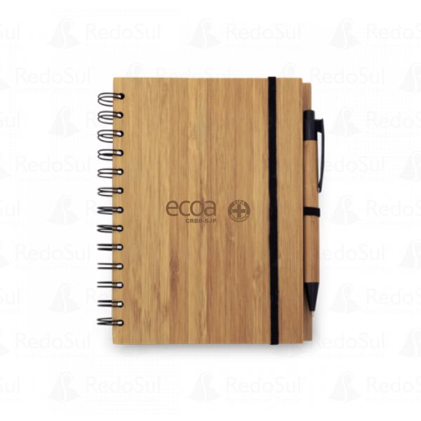 Caderno em Bambu Personalizado 18 x 13,5 cm